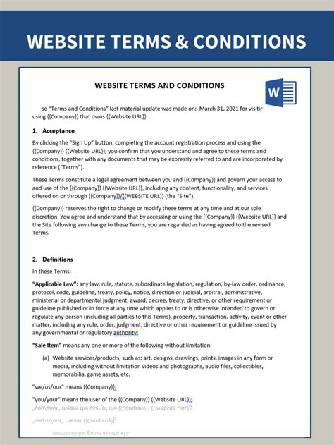 Terms and Conditions for the Use of the Website .